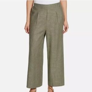 NWOT Ella Moss Olive Green Wide Leg Linen Trousers